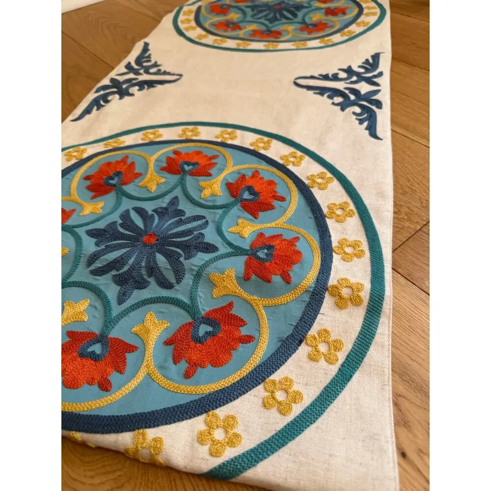 Pier 1 Imports Suzani Embroidered Table Runner 16x70 Boho Anthropologie Style